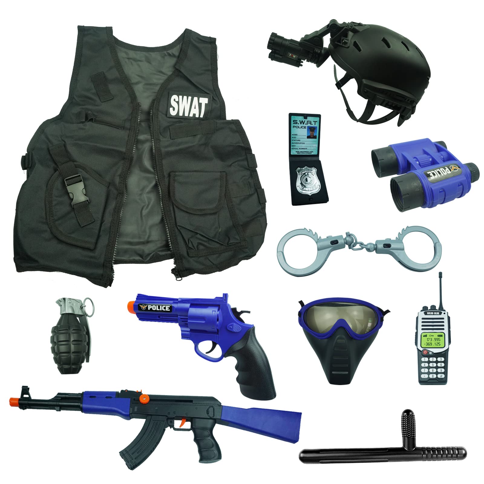 RedCrab Kids Police Officer Pretend Set Uniform Outfit Role-playing Toys - chirldren costumes boys and girls - SWAT Police Gear 
