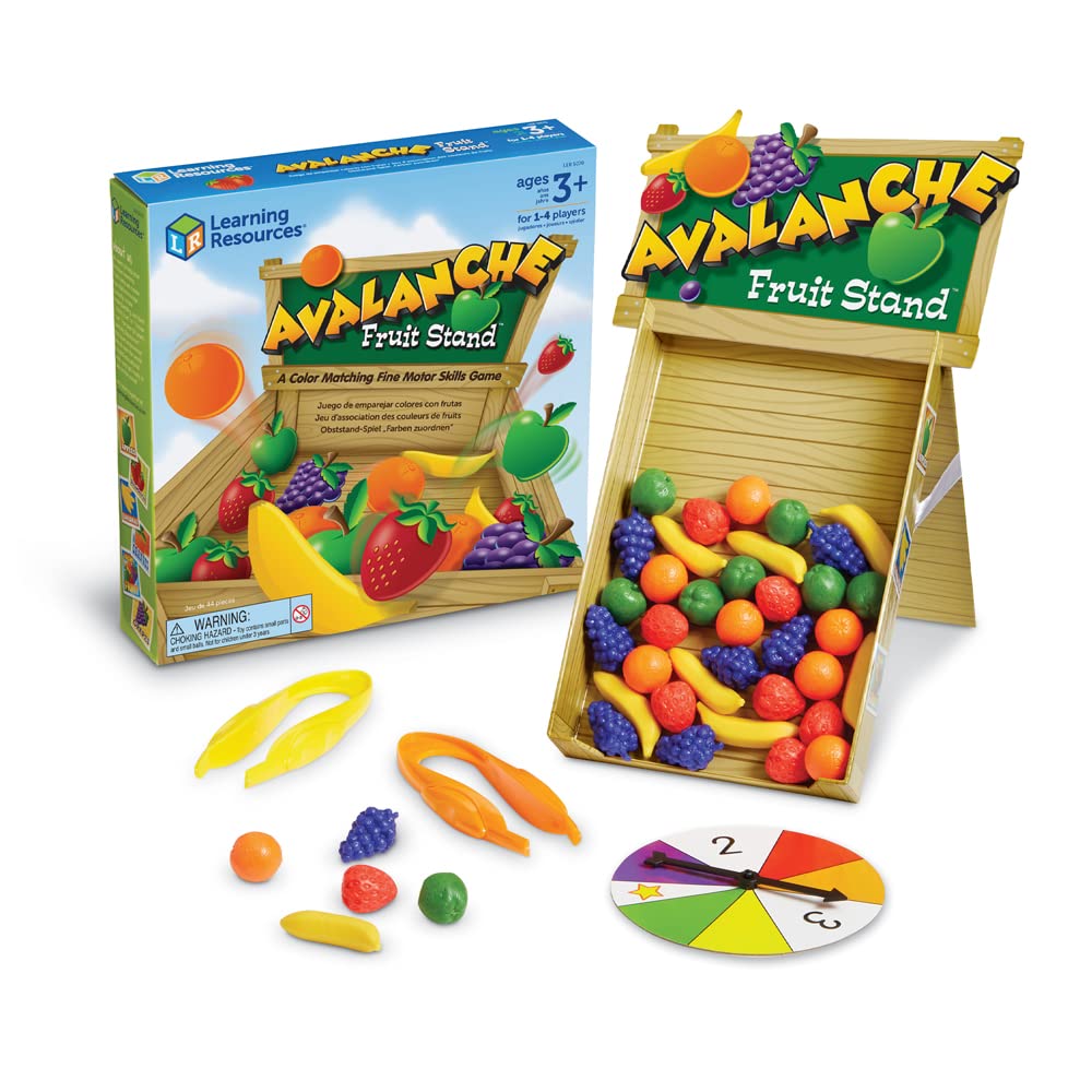 Learning Resources Avalanche Fruit Stand - 42 Pieces, Ages 3+ Toddler Learning Toys, Fine Motor/Grip Game, Develops Color Matchi