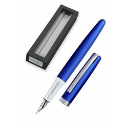 Online Eleganza Fountain Pen I Satin Blue I Nib Size M I Metal Clip I Includes Ink Cartridge I Fountain-Pen for Standard Ink Car