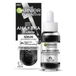 Garnier Serum Negro Anti-Imperfecciones Unisex con 4% de Niacinamida, AHA y BHA Pure Active. -44% Granitos en 21 d?as, cl?nicame