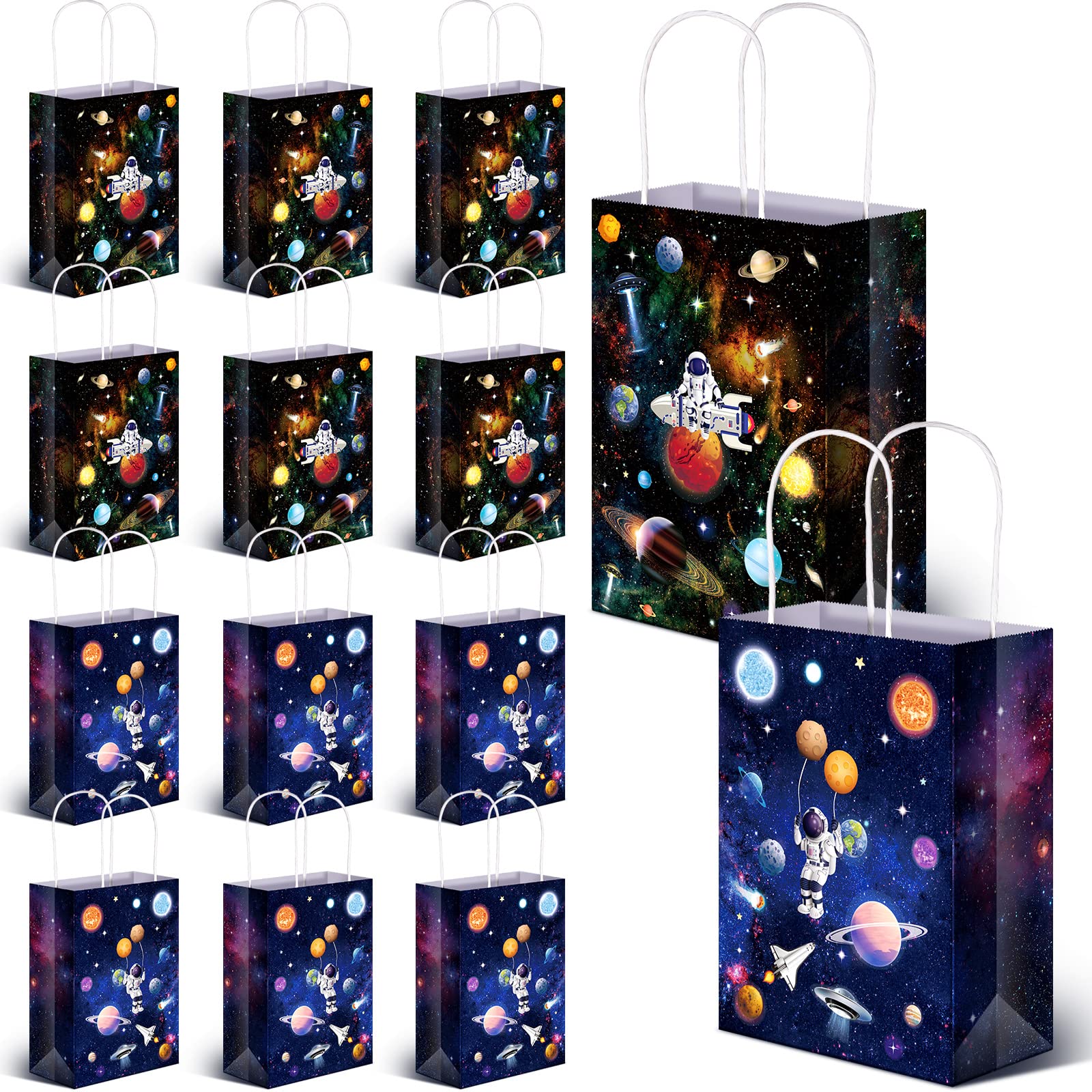Nezyo 24 Pack Outer Space Present Bags Space Party Favors Planet Candy Goodie Bag Galaxy Gift Bags For Kids Boys Girls Space The
