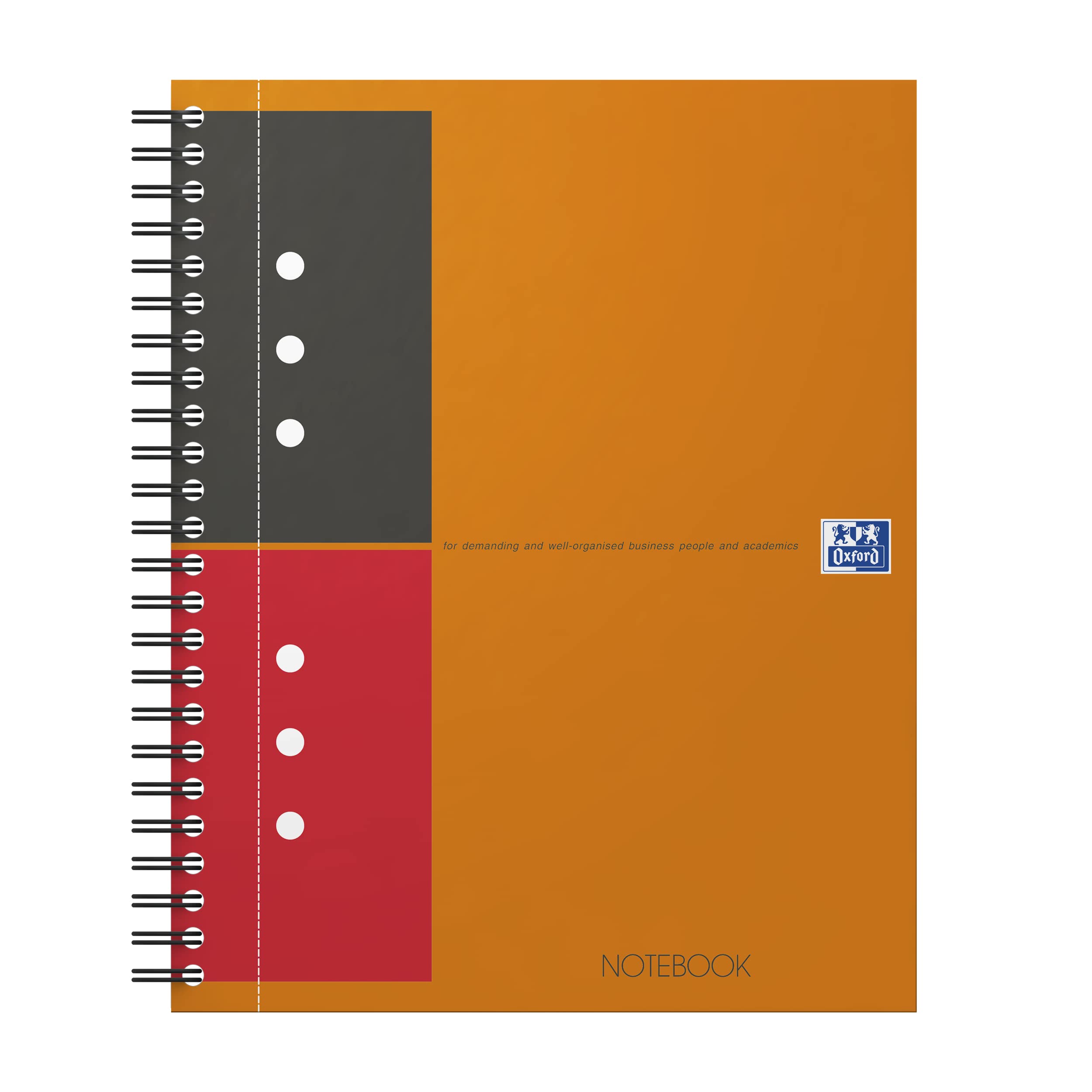 OXFORD 100102680 Notebook International A5 + Lined 160 Sheets Sturdy Cardboard Cover Orange Spiral Notebook Collegeblock - Cleve