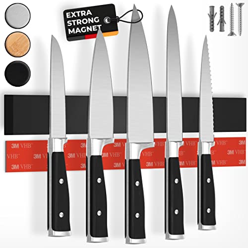 CUCINO Magnetic Knife Holder for Wall 16" No Drilling incl. Self Adhesive Tape - Extra strong Knife Holder - Awarded Knife Magne