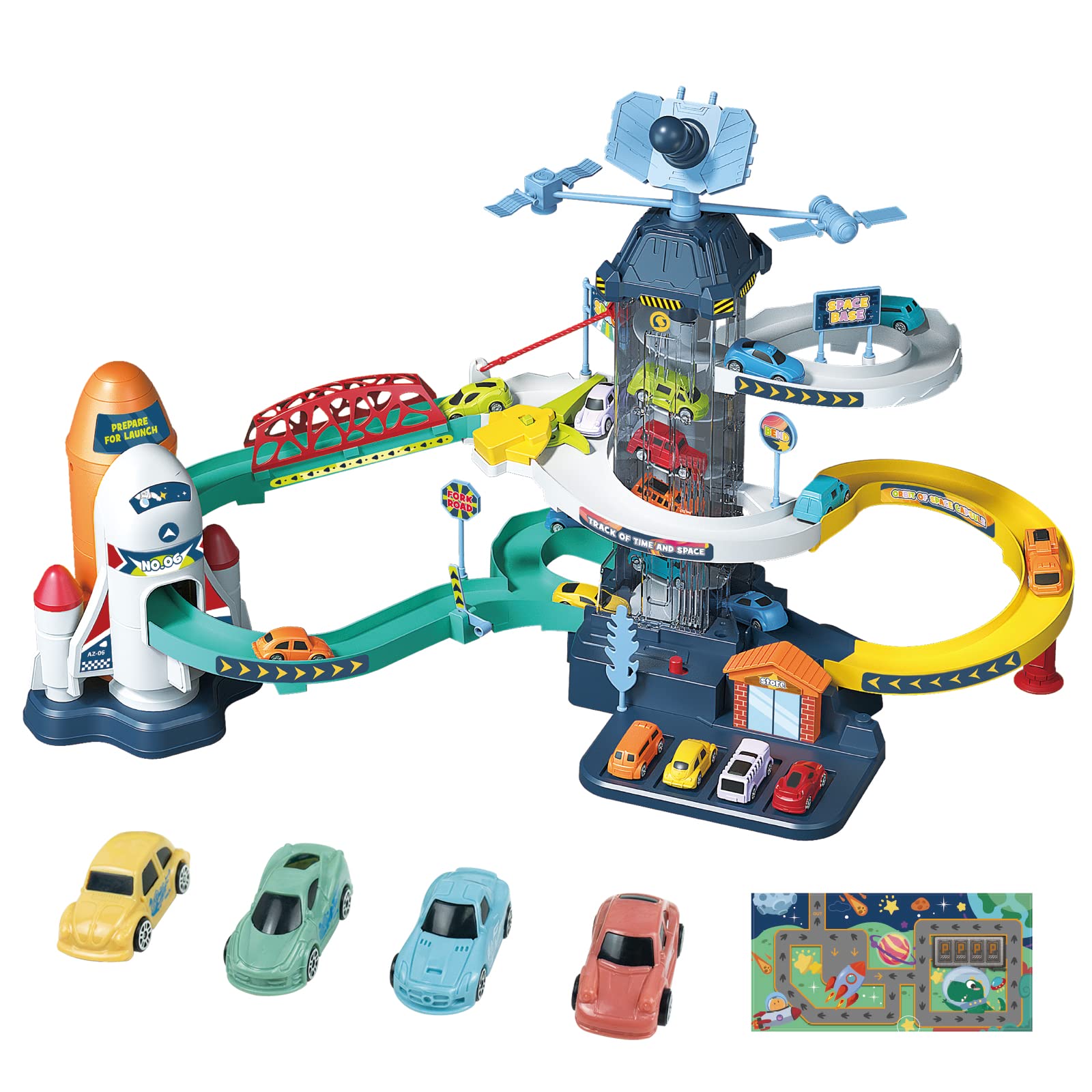 Red Play Car Ramp RedCrab Car Race Track Elevator Toy for Boys,Kids Space Toy Car Ramp ...