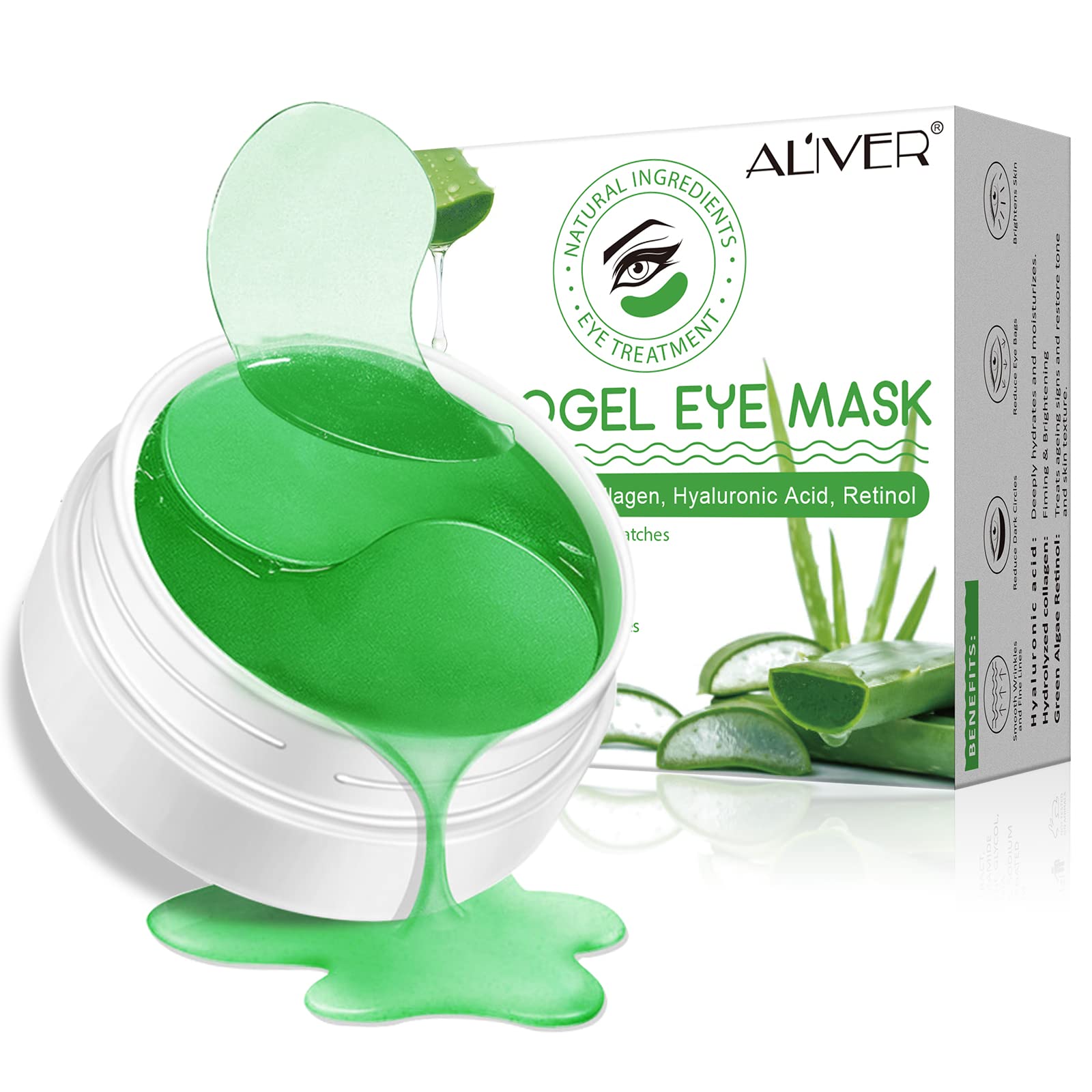 sefudun Aloe Veoe Eye Patches,Hydrogel Under Eye Masks for Dark Circles,Anti Wrinkle Treatment,Under Eye Gel Pads,Eye Mask for P