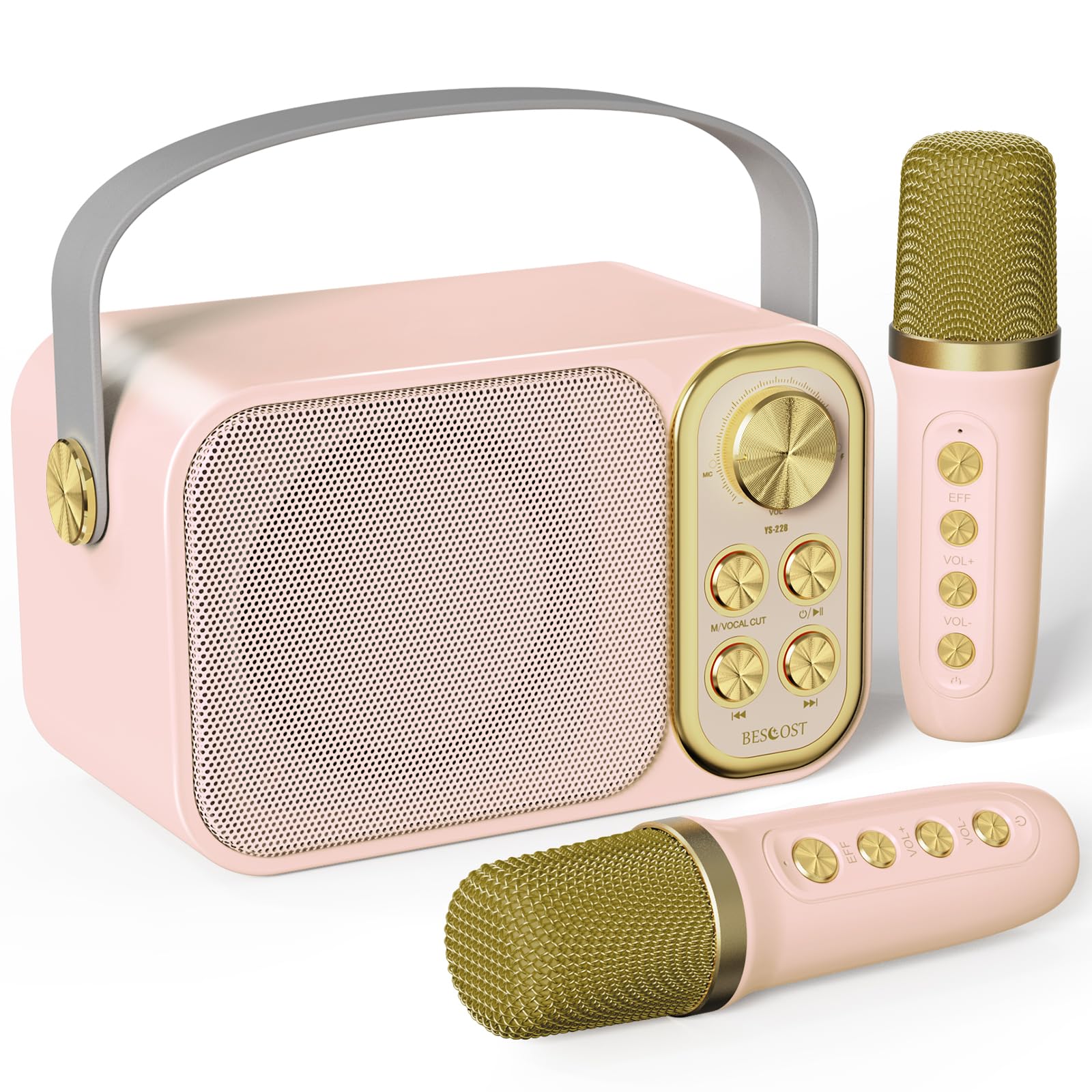 Mini Machine Karaoké Avec 2 Micros Sans Fil - Enceinte Bluetooth Portable