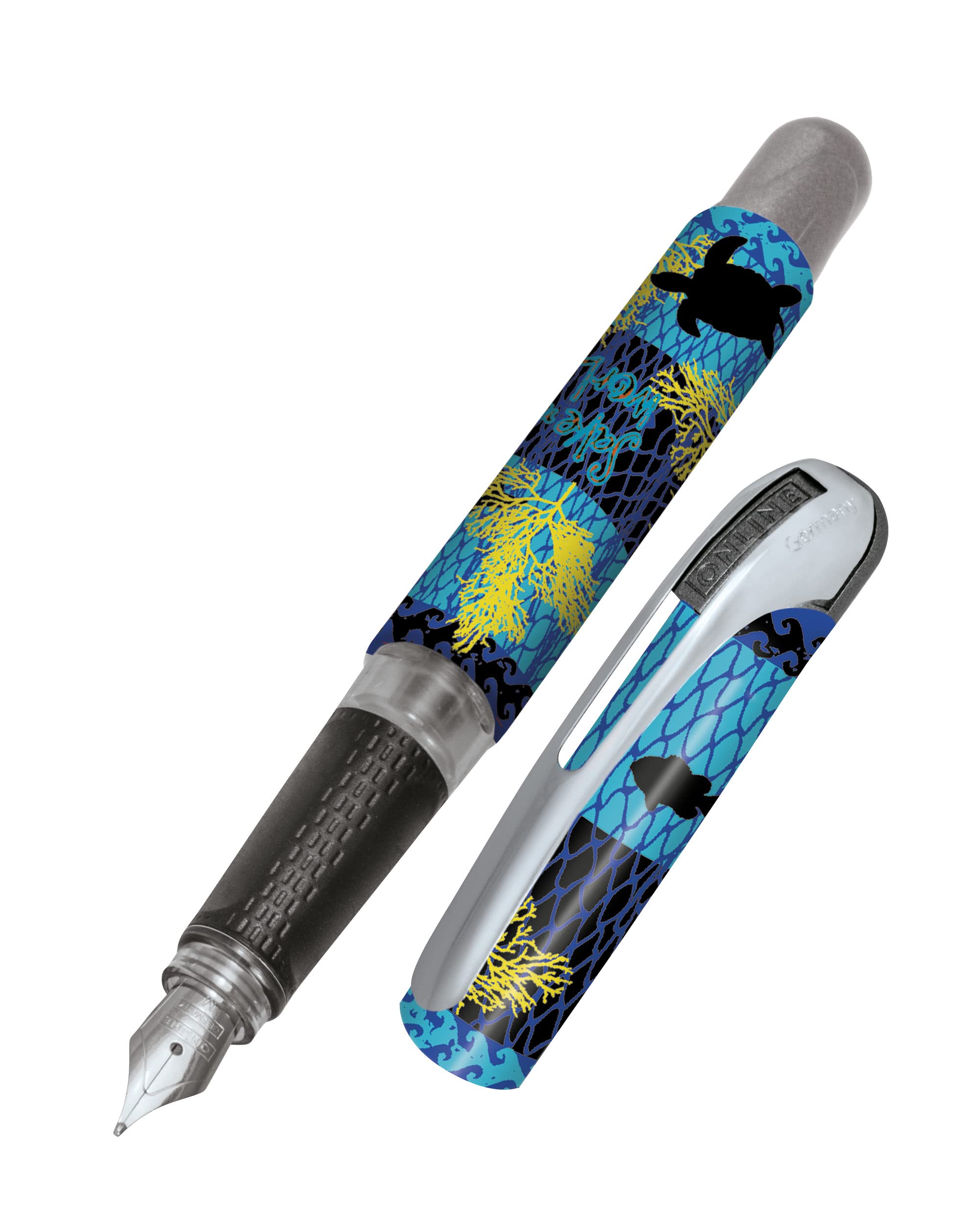Online College ink pen Ocean ergonomic fountain pen for school/college solid medium nib, soft grip part for standard ink cartrid
