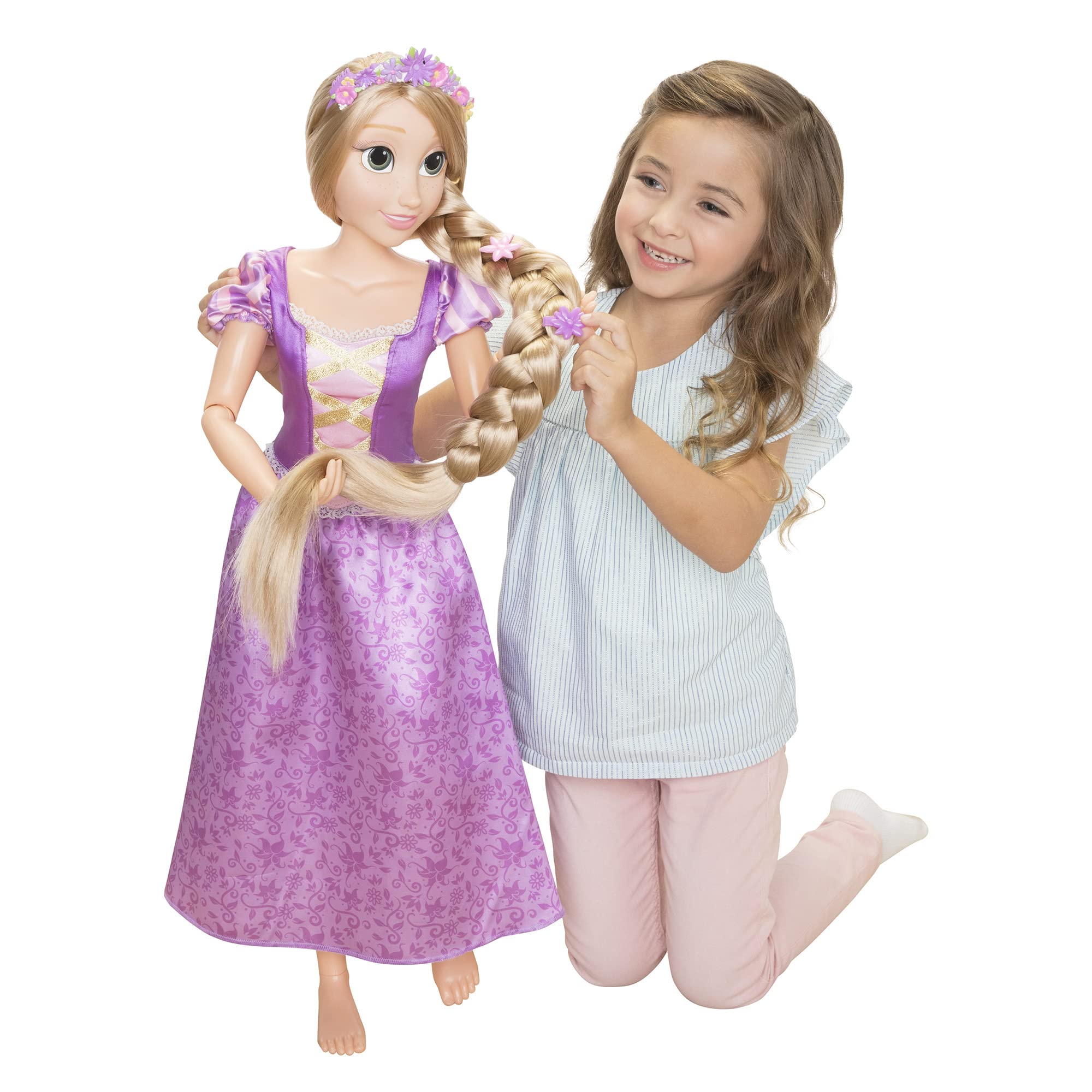 Disney Princess Rapunzel Doll Playdate 32 Tall & Poseable, My Size Articulated Doll in Purple Dress, Comes with Brush to Comb He