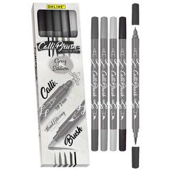 Online Calligraphy Brush Pens Grey I Dual Tip with Calligraphy Nib and Brush, Set with Watercolours, Waterbased Calli.Brush - DI