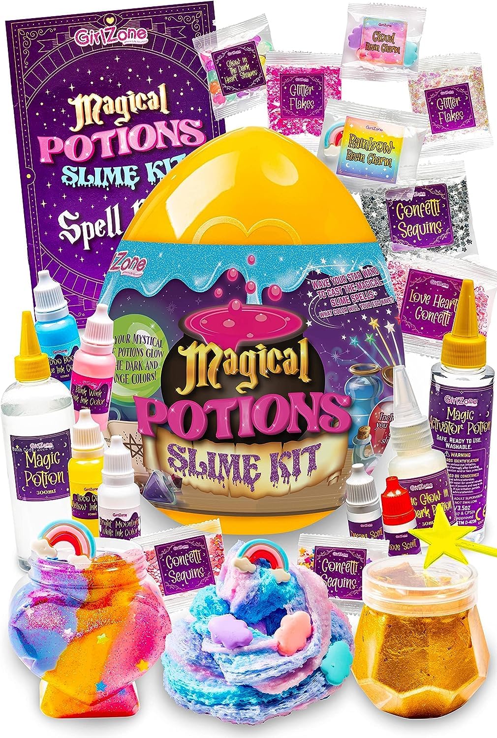 GirlZone Magic Potion Slime Kit, Spell-Binding Potion Making Kit for Girls  to Make 6 Magical Mixies with Secret Ingredients and