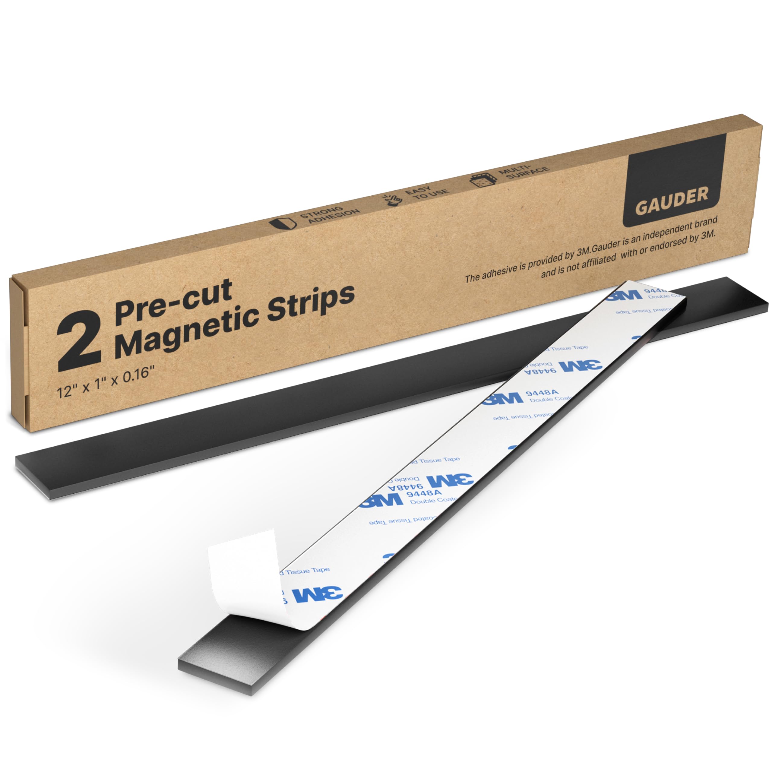 7 GAUDER Magnetic Strips with Adhesive Backing (12 inches x 0.16 inches)