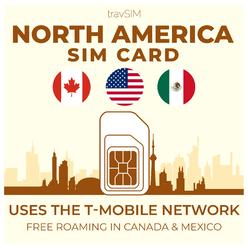 travSIM Prepaid North America SIM Card  50GB Mobile Data for The USA, 5GB for Canada & Mexico at 4G/5G speeds. Unlimited Nationa