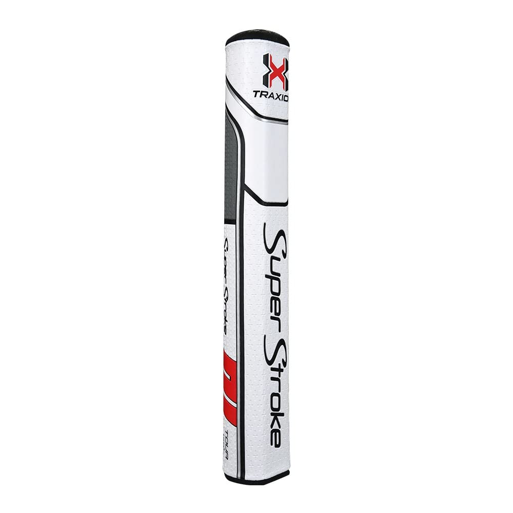 SuperStroke Traxion Tour Golf Putter Grip,White/Red/Gray (Tour 5.0)  Advanced Surface Texture that Improves Feedback and Tack  M