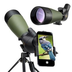 Gosky Updated 20-60x80 Spotting Scope with Tripod, Carrying Bag - BAK4 Angled Scope for Target Shooting Hunting Bird Watching Wi