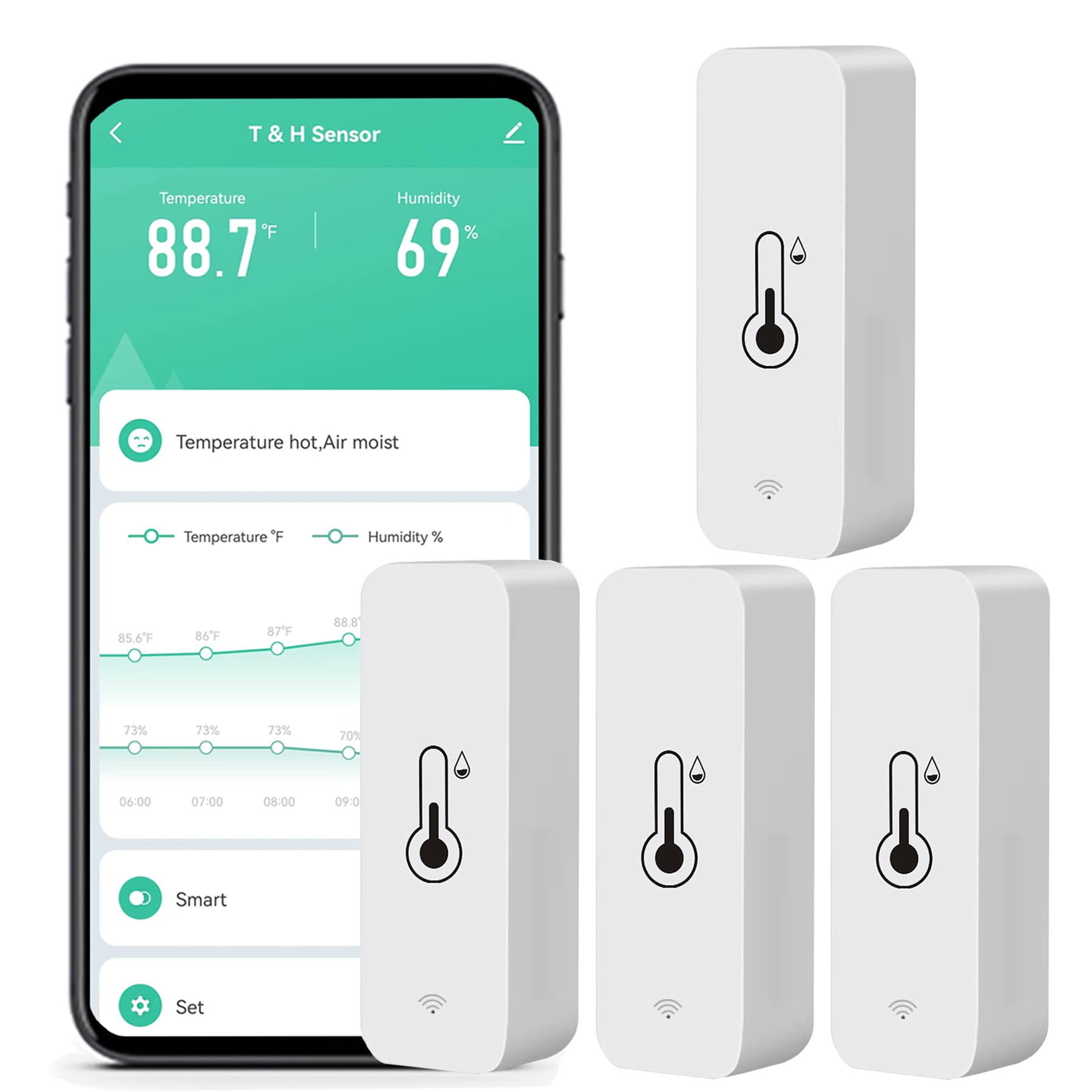SENCKIT WiFi Humidity Temperature Monitor: Smart Hygrometer Thermometer for Remote  Monitor and Alert, High Precision Indoor Thermometer