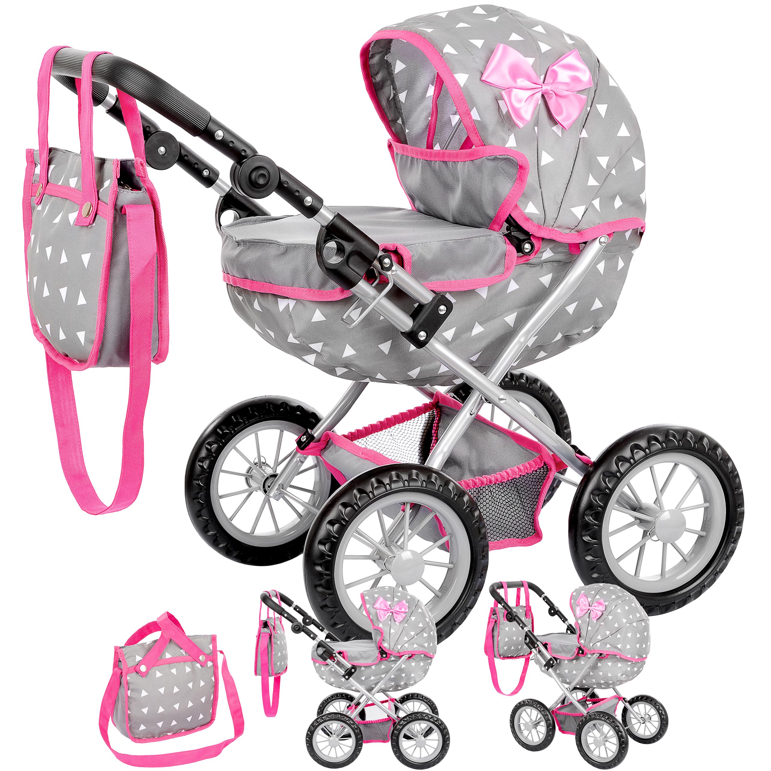 Kinderplay Baby Doll Stroller | Baby Doll Pram | Baby Doll Carriage - Stroller for Baby Dolls with Adjustable Handle (12.99-24.8