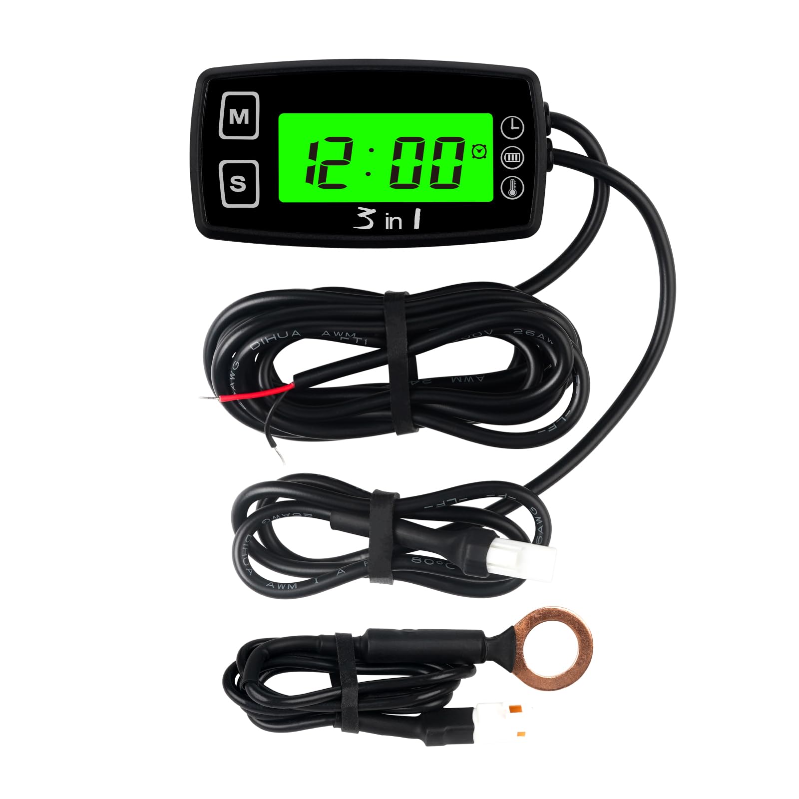 Runleader Digital Engine Temperature Gauge Volt Meter,Programmable
