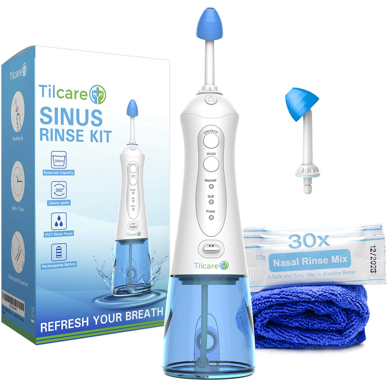 Tilcare Sinus Rinse Kit Perfect Nasal Rinse Machine for Sinus & Allergy Relief - Electric Neti Pot for Nasal Irrigation That Wil