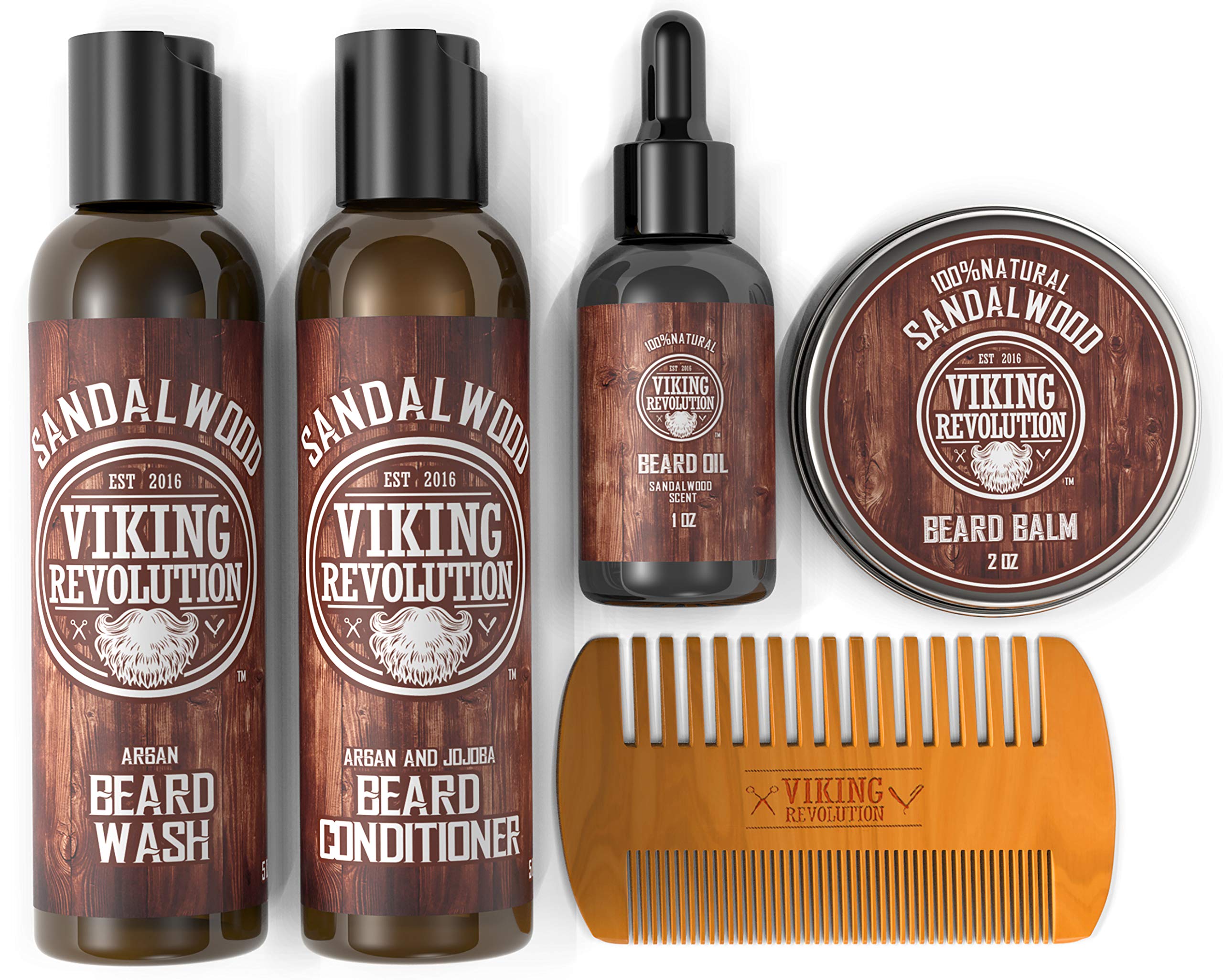 Viking Revolution Ultimate Beard Care Conditioner Kit - Beard Grooming Kit for Men Softens, Smoothes and Soothes Beard Itch- Contains Beard Wash &