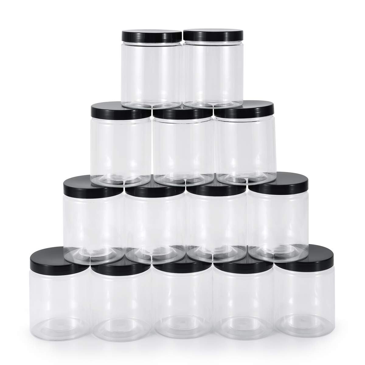 testyu Plastic Jars with Lids, 8 OZ Wide Mouth Jars with Airtight Lids