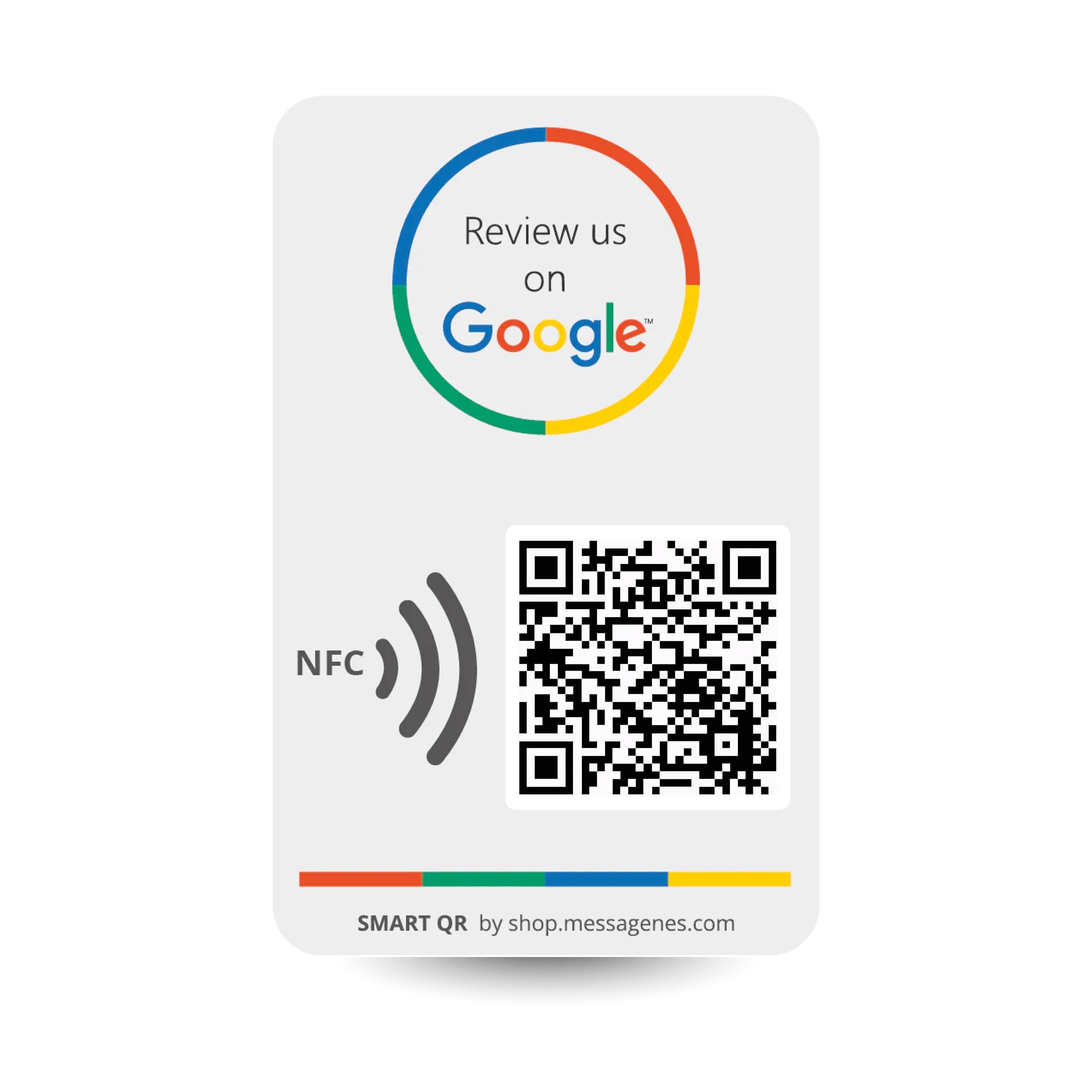 MESSAGENES | Review Us on Google QR Code Stickers | Reusable Smart QR Code and NFC | 1 Rectangular Unit | Easy Reviews | Modify 