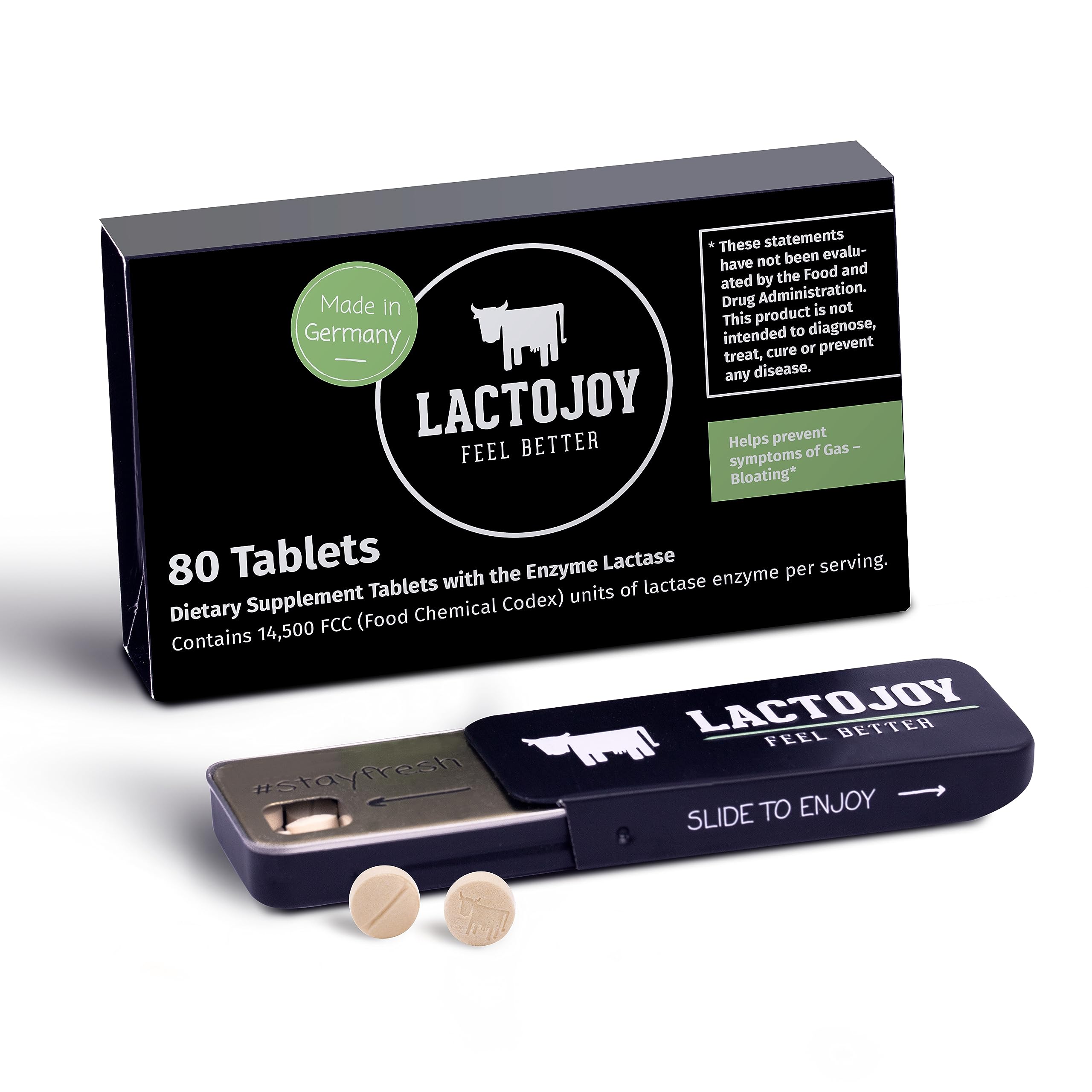 LactoJoy Lactase Pills I Powerful Lactase Enzymes for Lactose Intolerance I Ultra Pure Lactase for Improved Digestion I No Silic