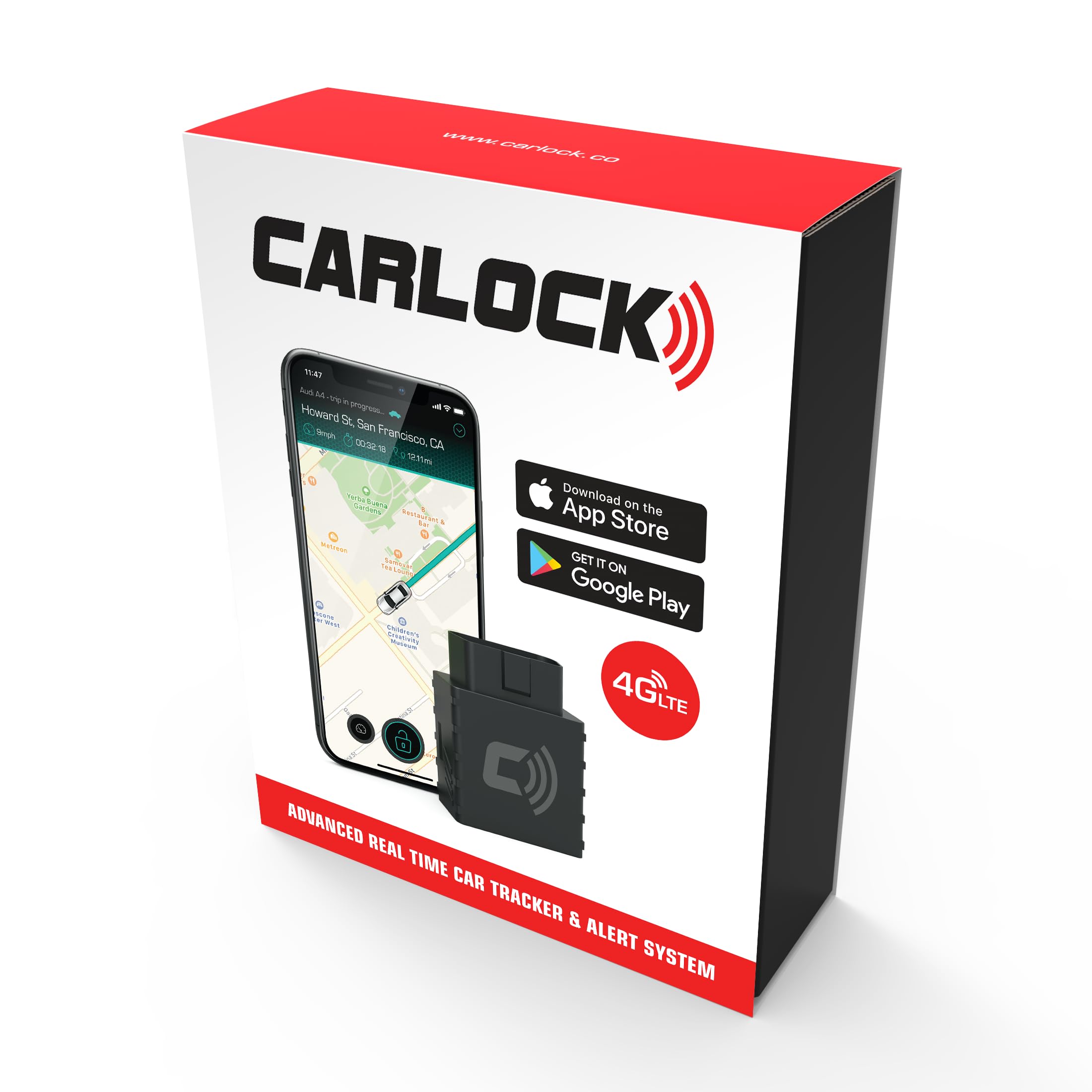 CARLOCK Anti Theft Car Device - Real Time 4G Car Tracker & Car Alarm System. Comes with Device & Phone App. Tracks Your Car in R