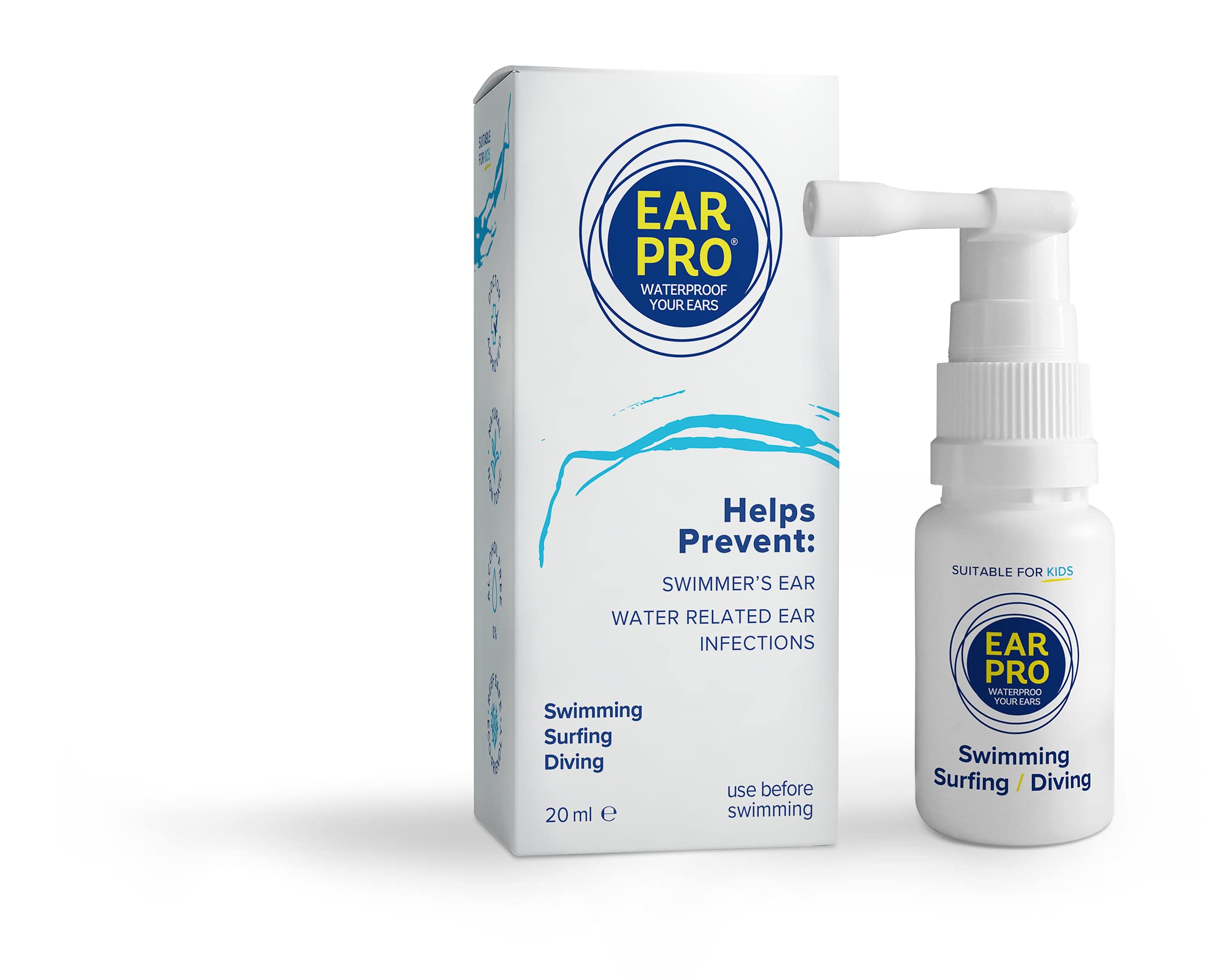 EARPRO - WATERPROOF  Ear Pro All Natural Swimmer Ear Spray for Kids and Adults - Safe and Easy to Use Ear Protection Spray Helps Prevent Trapped Wate