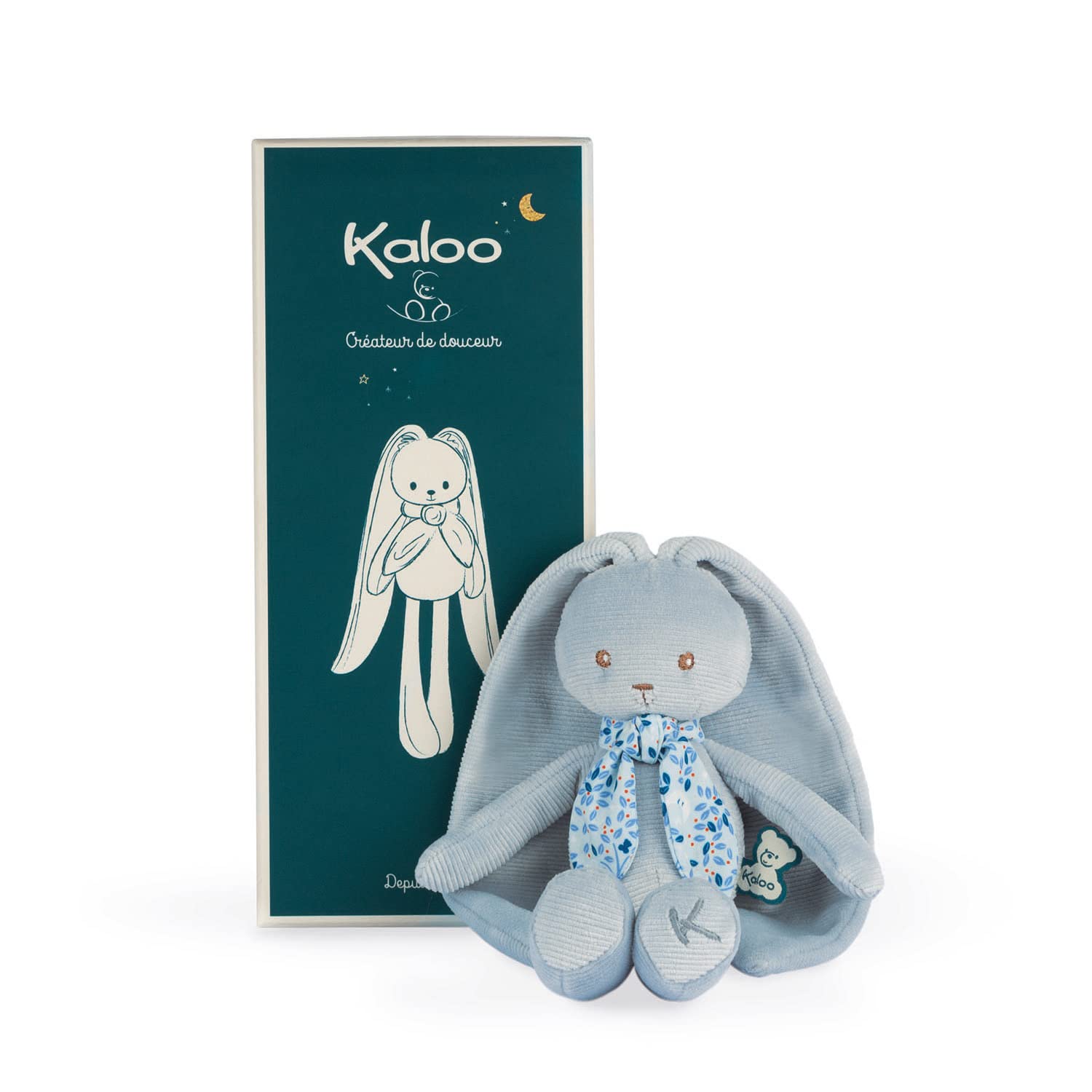 Kaloo Lapinoo My First Friend Corduroy Rabbit - Machine Washable - 10? Tall in Gift Box - Blue Ages 0+ - K969939
