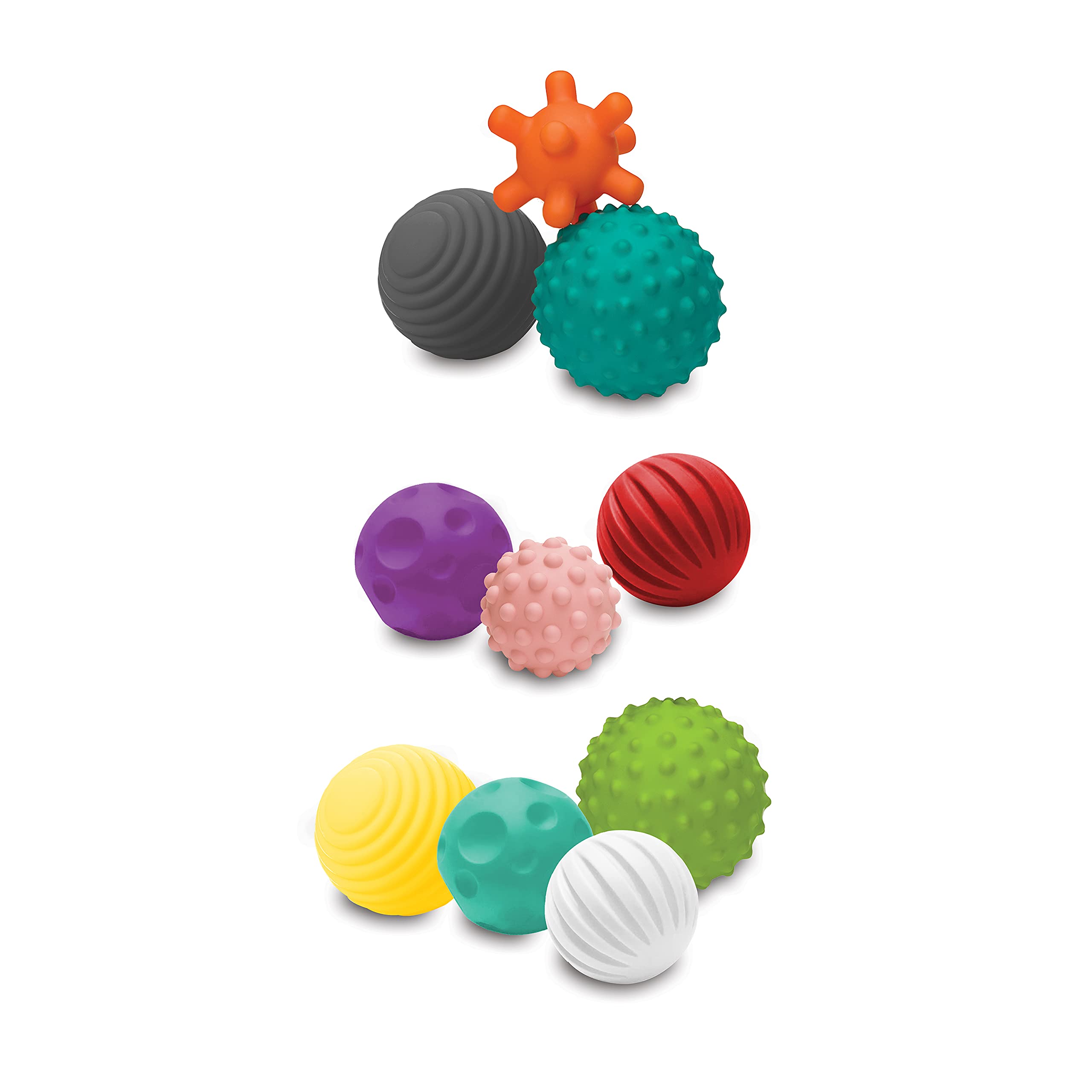 Infantino Textured Multi Ball Set - Toy for Sensory Exploration and Engagement for Ages 6 Months and up, 10 Piece Set