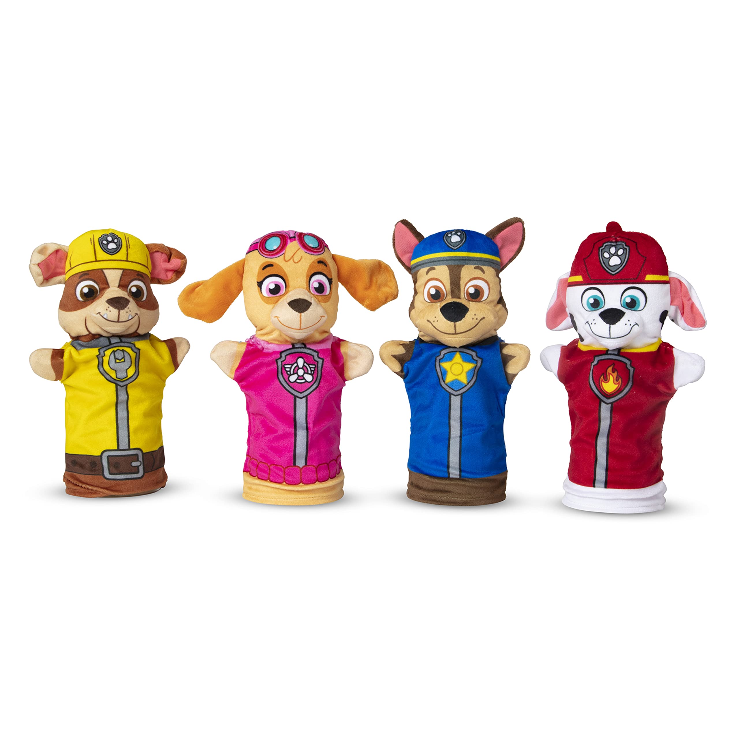 Melissa & Doug PAW Patrol Hand Puppets (4 Puppets, 4 Cards) - PAW Patrol Puppets Pretend Play for Kids