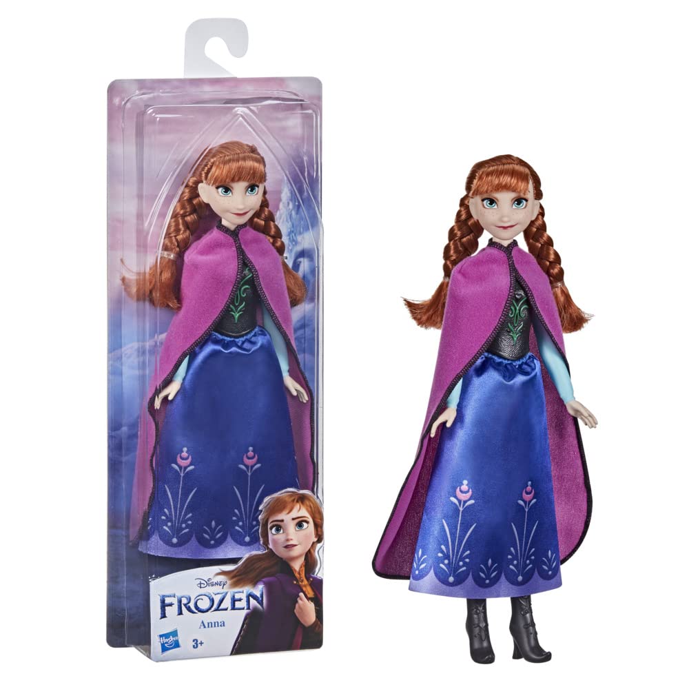 Disney Frozen Shimmer Anna Fashion Doll, Skirt, Shoes, and Long Red Hair, Toy for Kids 3 Years Old and Up