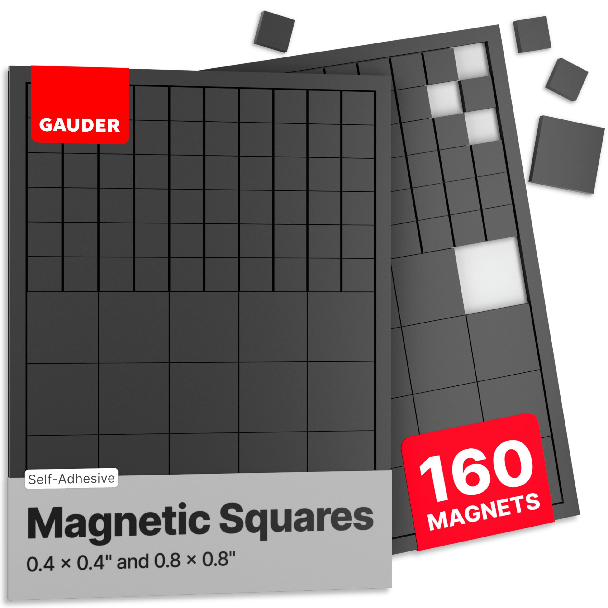 MP001 GAUDER Magnetic Squares Self Adhesive, Flexible Sticky Magnets