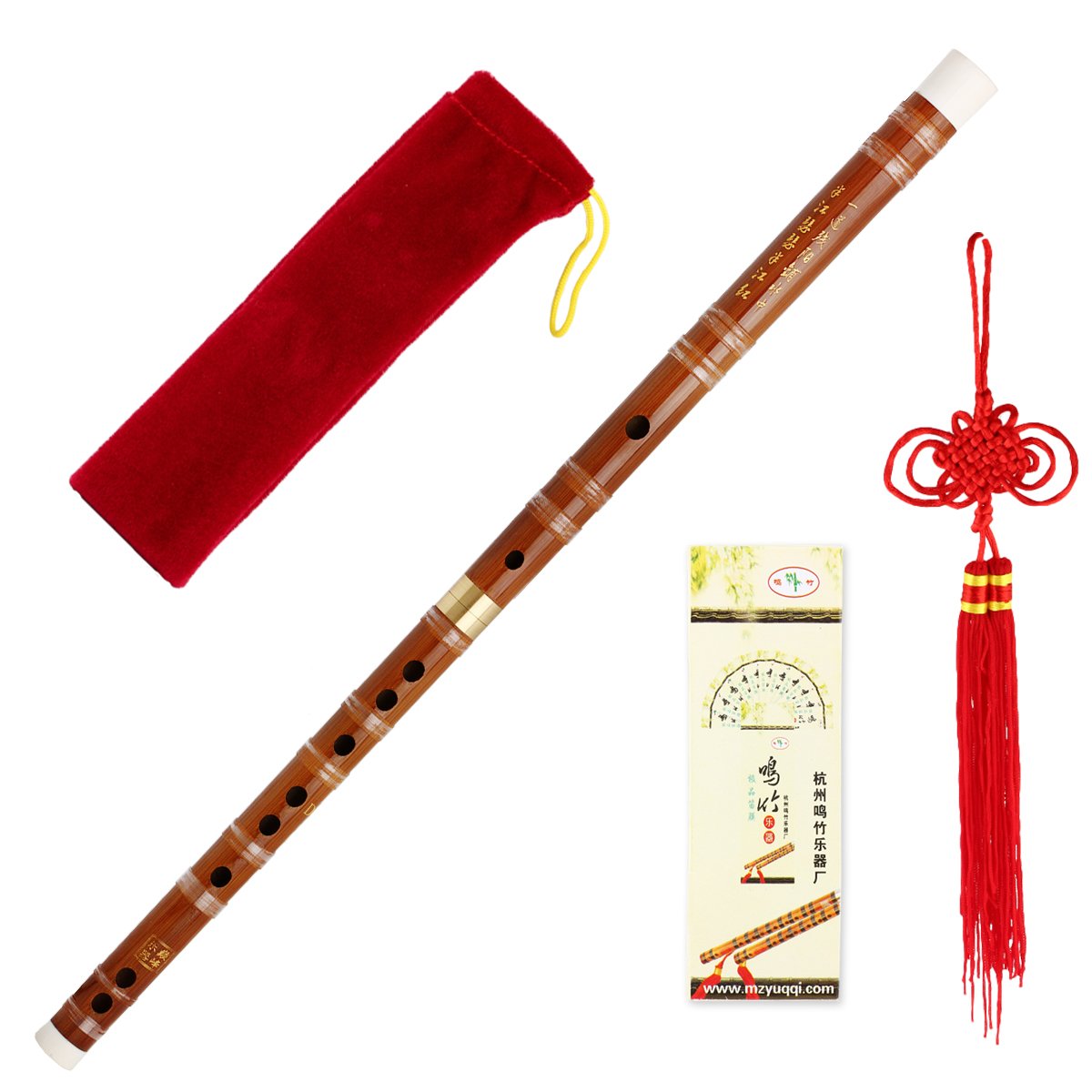 Kmise Bamboo Flute Dizi Traditional Handmade Chinese Musical Instrument Vintage Dizi (D Key)