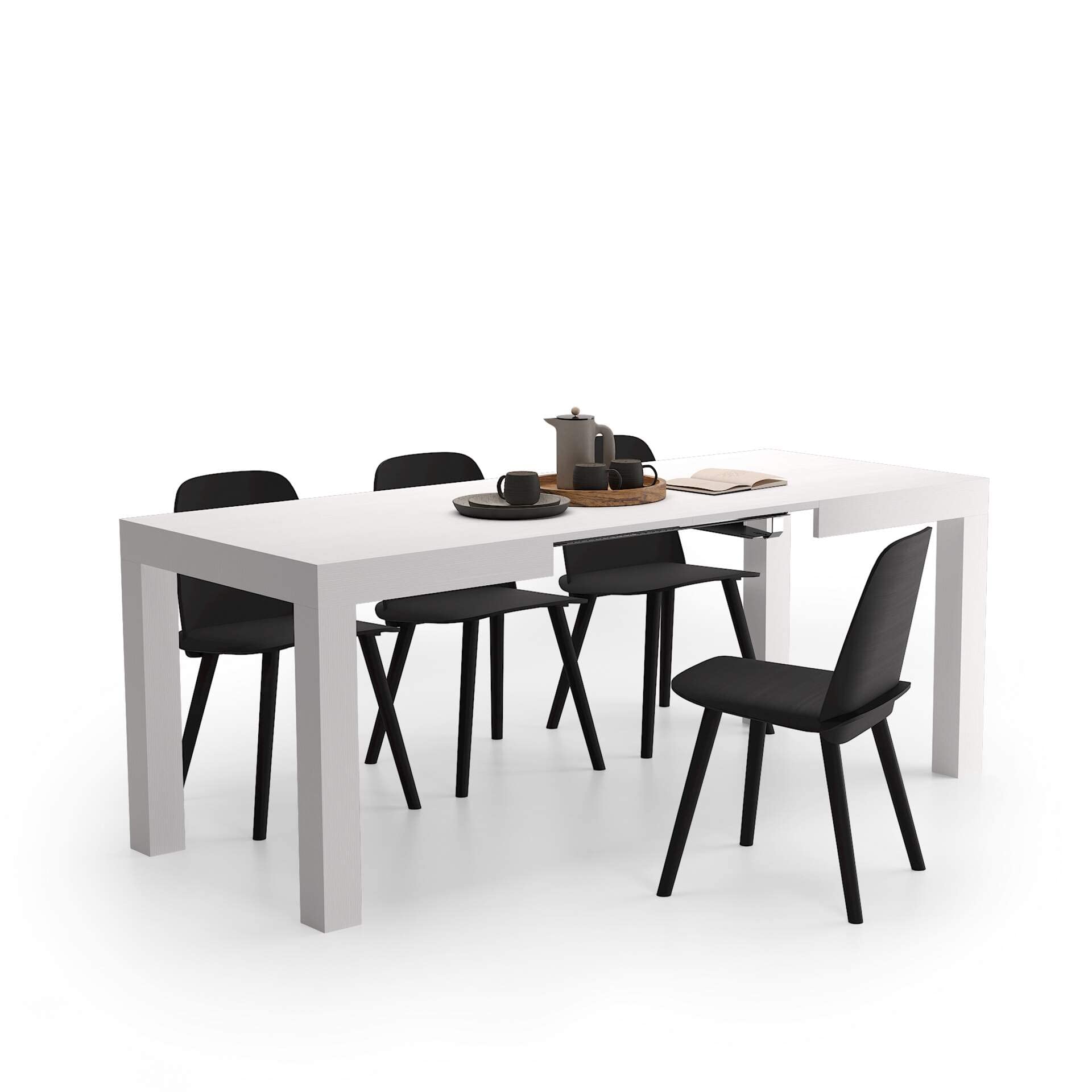 Mobili Fiver, First Extendable Table, Ashwood White, Made in Italy