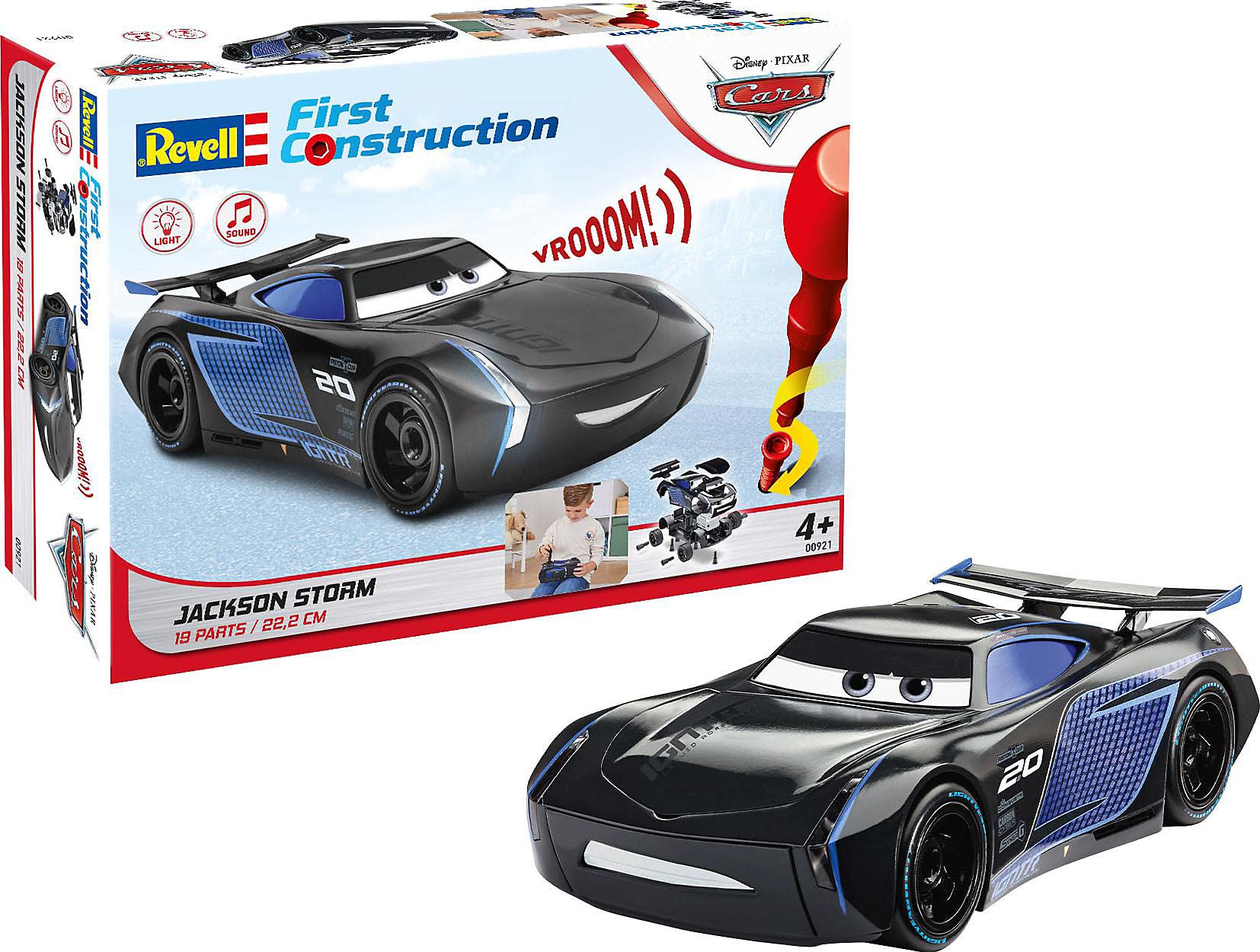 Revell of Germany Revell Cars 00921 First Jackson Storm Disney (Light & Sound) 1:20 Scale, Black