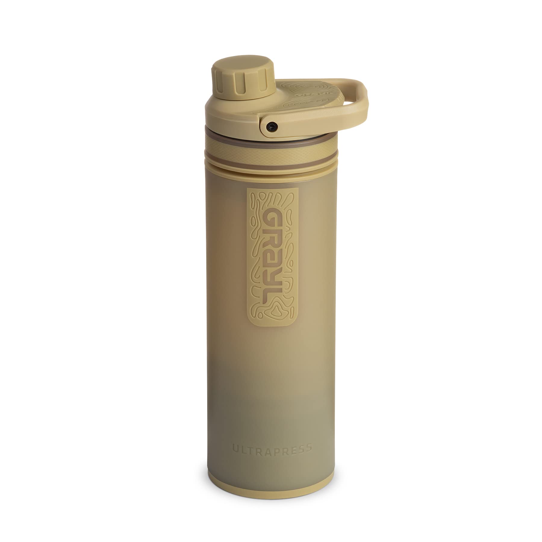 GRAYL UltraPress 16.9 oz Water Purifier & Filter Bottle for Hiking, Backpacking, Survival, Travel (Desert Tan)