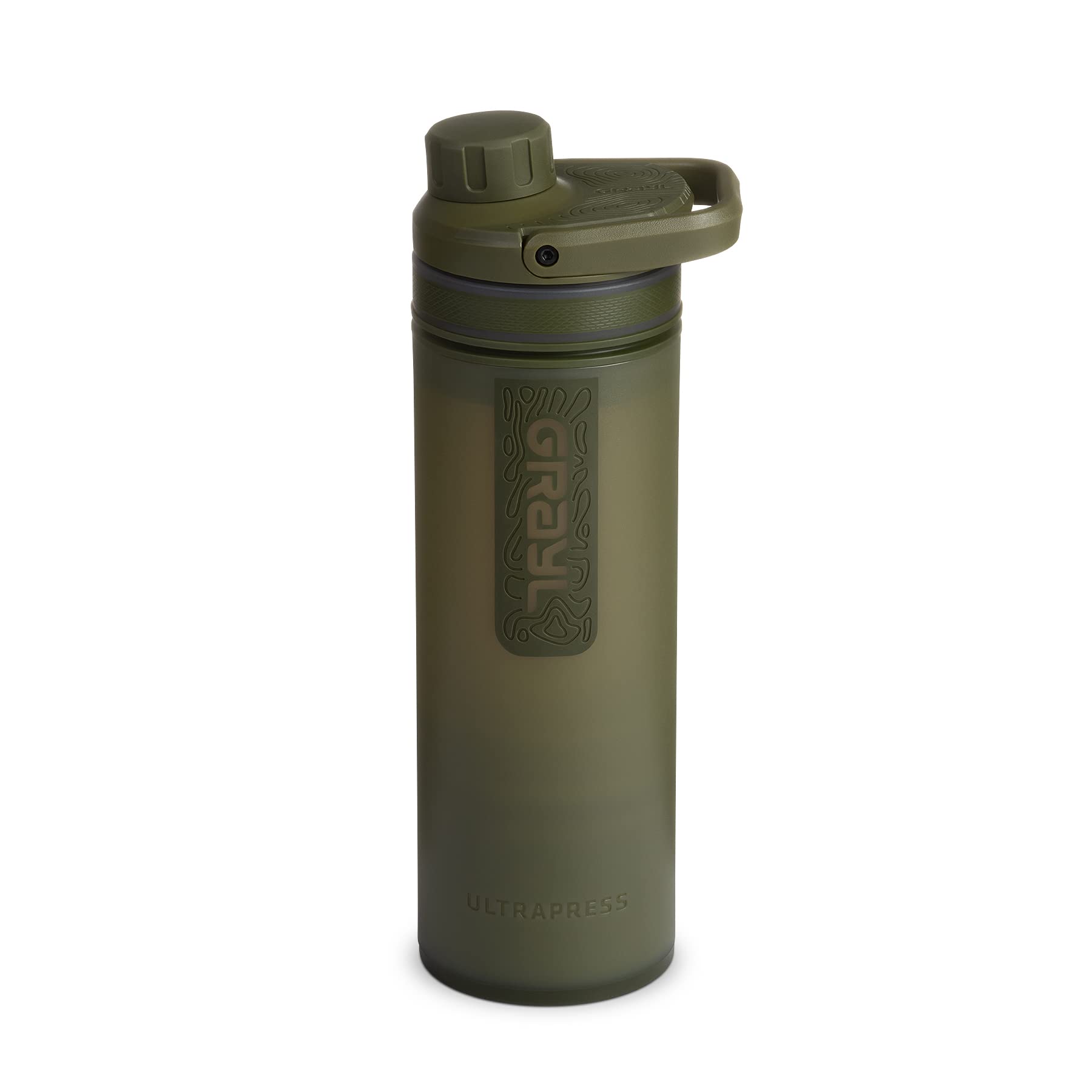 GRAYL UltraPress 16.9 oz Water Purifier & Filter Bottle for Hiking, Backpacking, Survival, Travel (Olive Drab)