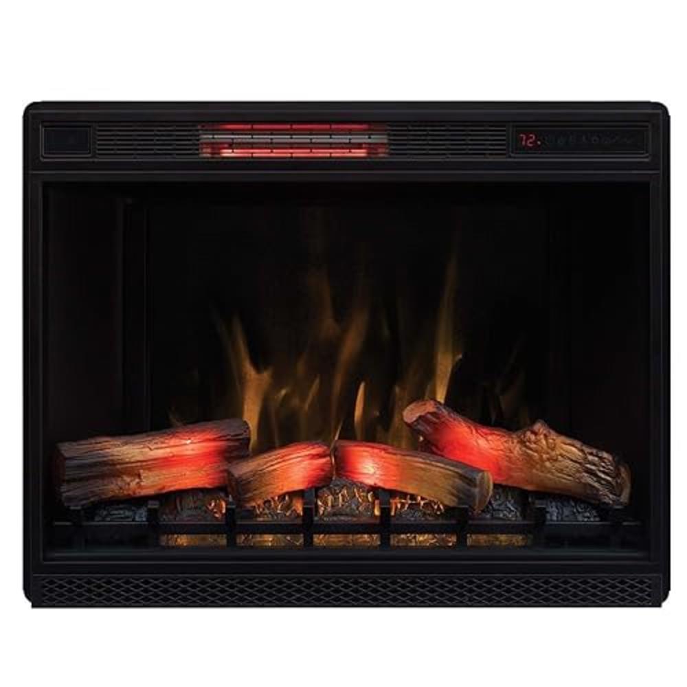 ClassicFlame 33" 3D Infrared Quartz Electric Fireplace Insert with Safer Plug and Safer Sensor, Black