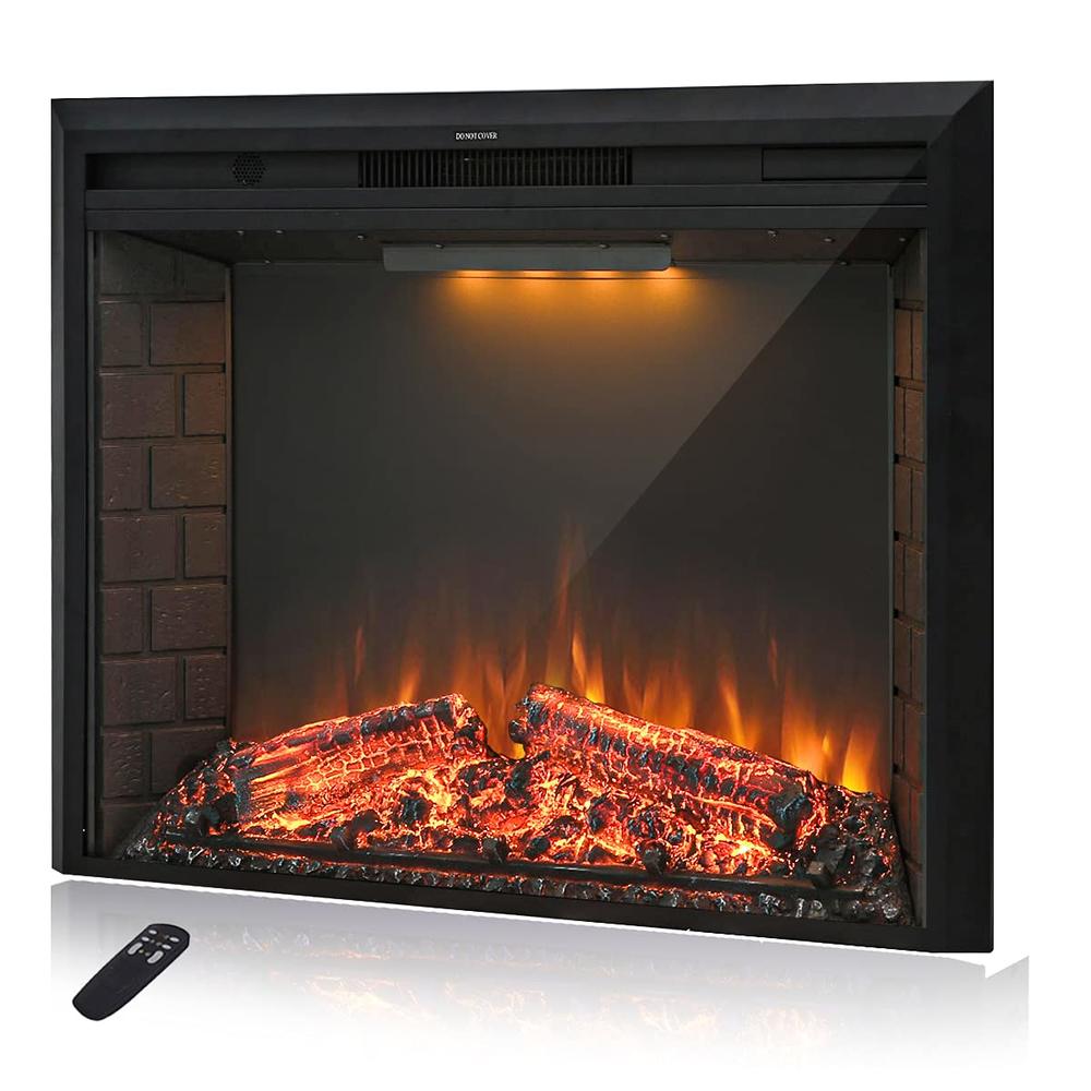 Masarflame 40'' Electric Fireplace Insert, Retro Recessed Fireplace Heater with Fire Cracking Sound, Remote Control & Timer, 750