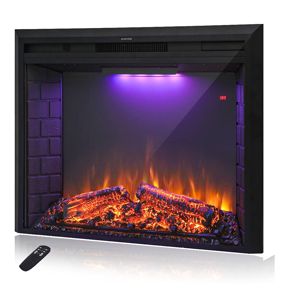 Masarflame 36'' Electric Fireplace Insert, Retro Recessed Fireplace Heater with Fire Cracking Sound, Remote Control & Timer, 750
