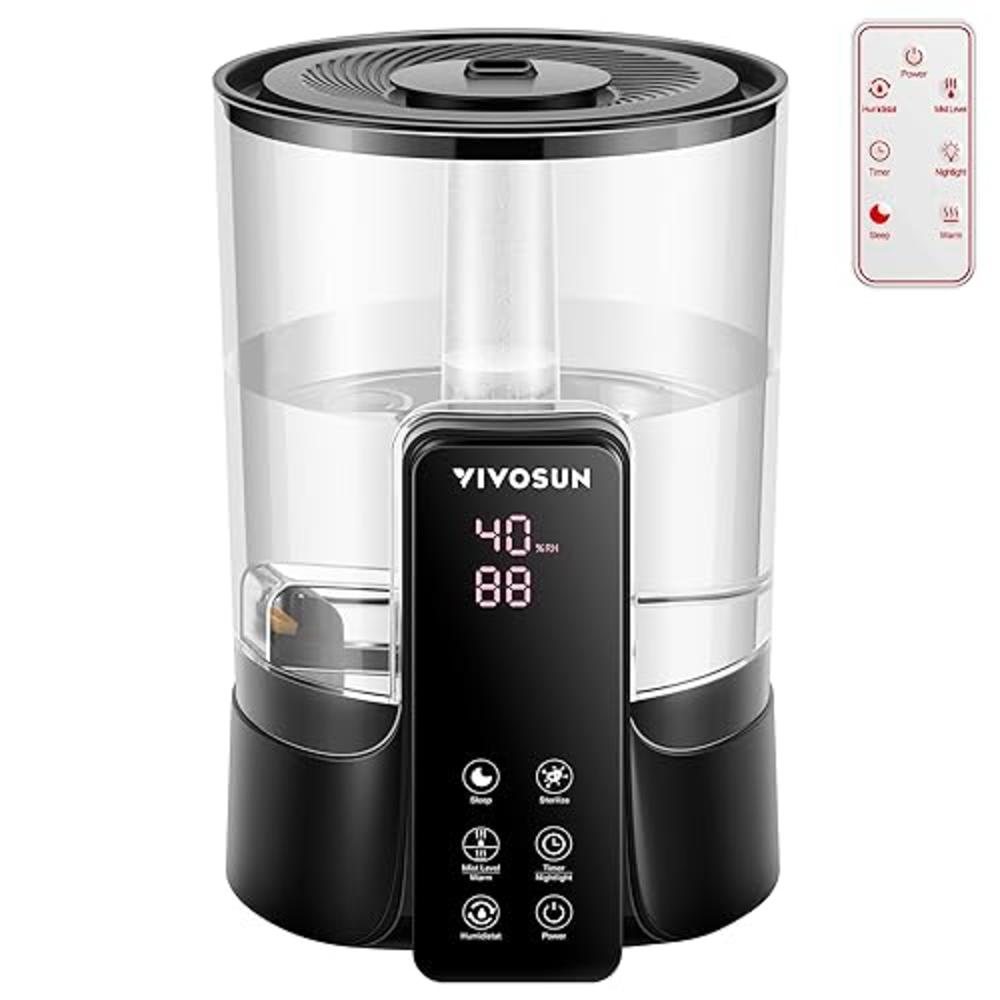 VIVOSUN Air Humidifier, 6L 2-in-1 Top Fill Cool & Warm Mist Humidifier, Indoor Ultrasonic Humidifier with Essential Oil Box & Re
