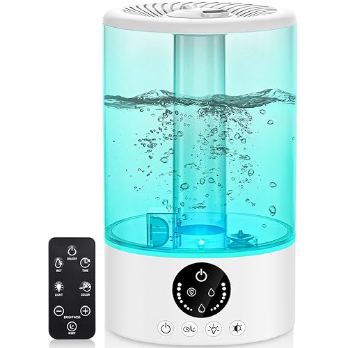 OYRGCIK Cool Mist Humidifier, Ultrasonic Humidifiers for Bedroom Baby, 3L Large Humidifier with Remote Control, 7 Colors Night Light 6 D