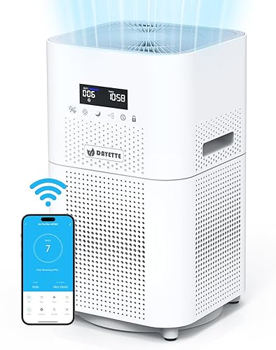 Dayette Smart WIFI Air Purifiers for Home Large Room Up to 3000 Sq Ft, APP & Alexa Control Air Cleaner, H13 Ture HEPA Filter for