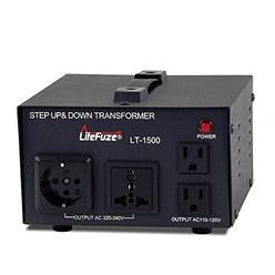 LiteFuze LT Series 1500 Watt Voltage Converter Transformer Step Up/Down - 110v to 220v / 220v to 110v Power Converter - Fully Gr