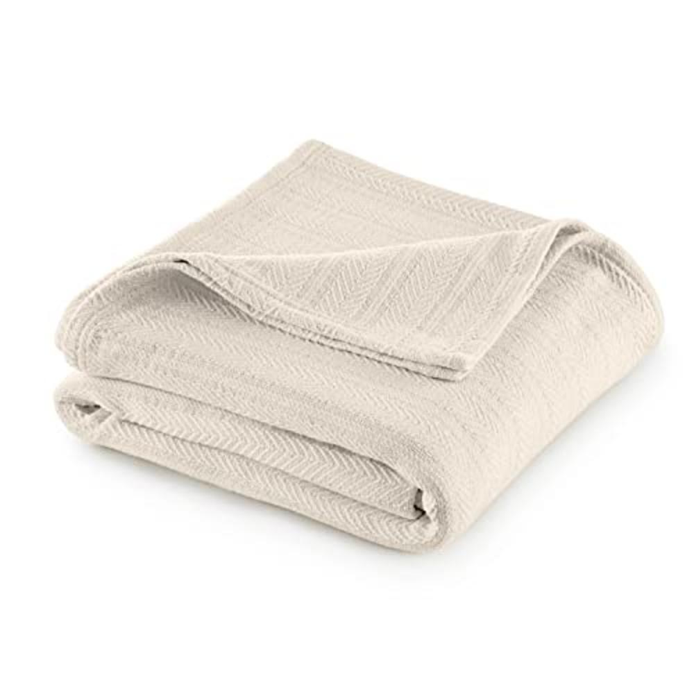 Vellux 100% Cotton Blanket - 360 GSM Soft, Breathable, Cozy & Lightweight Thermal Blanket - All Season King Size Blanket Perfect