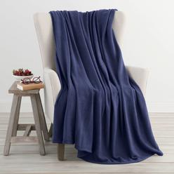 Vellux Fleece Blanket King Size - Fleece Bed Blanket - All Season Warm Lightweight Super Soft Throw Blanket - Navy Blanket - Hot
