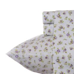 Laura Ashley Home - Queen Sheets, Soft Sateen Cotton Bedding Set - Sleek, Smooth, & Breathable Home Decor (Petite Fleur Heather,