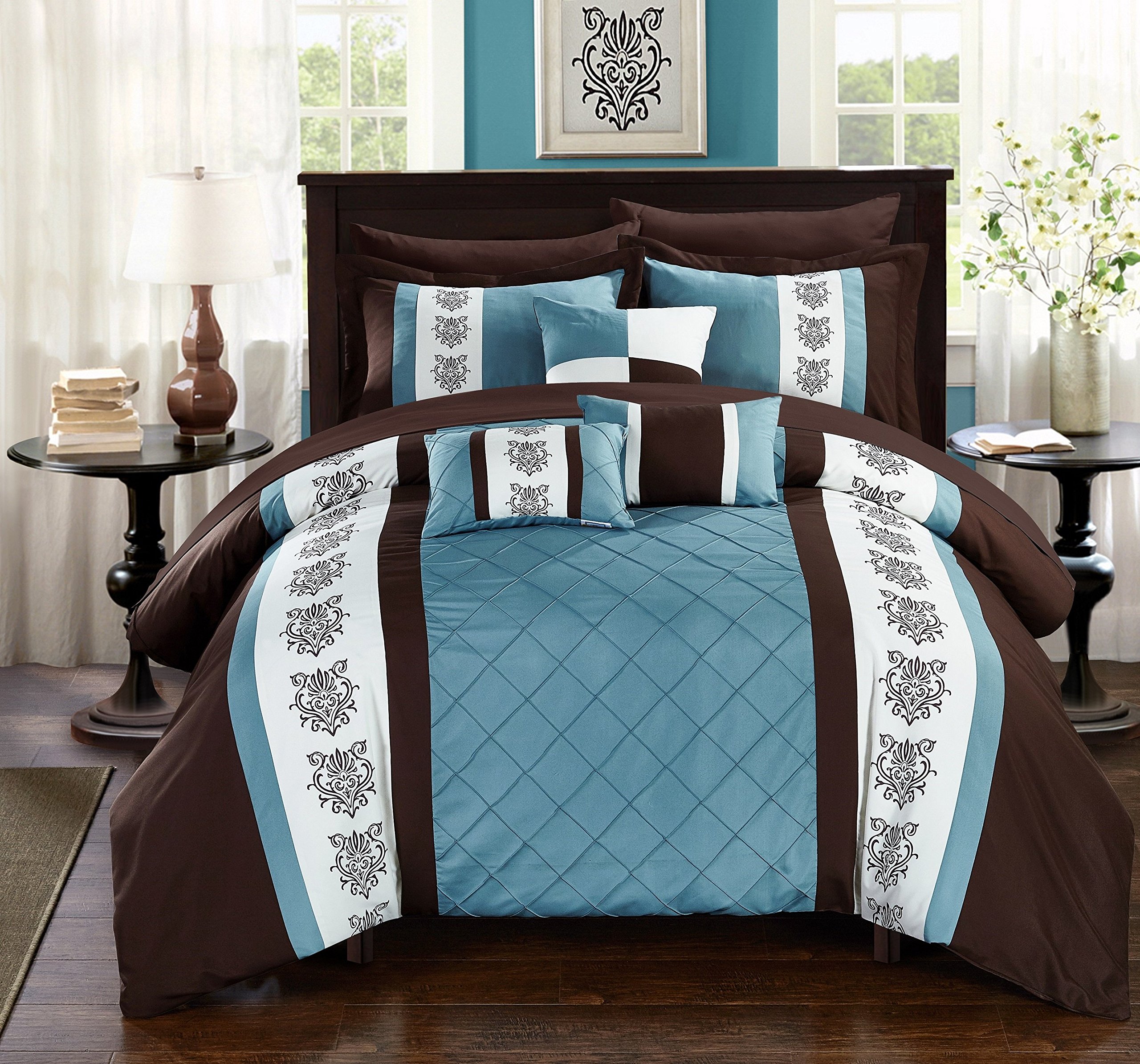 Chic Home Clayton Comforter Set, Queen, Brown