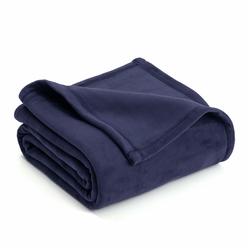 Vellux Plush Blanket King Size - Plush Bed Blanket - All Season Warm Lightweight Super Soft Throw Blanket - Blue Blanket - Hotel